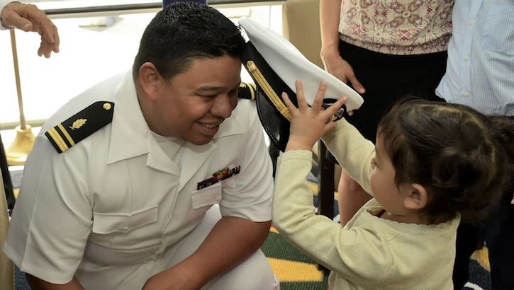 Lt. j.g. Paulo C. Guillen is commissioned as a Navy Medical Service Corps