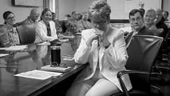 Terri Lavoie, Assistant Chief of Staff at Walter Reed National Military Medical Center, attends her last Board of Directors meeting before retiring after more than 19 years as a civilian at Walter Reed
