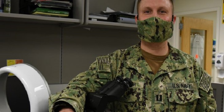Image of Lt. Daniel Murrish wearing a mask. Click to open a larger version of the image.