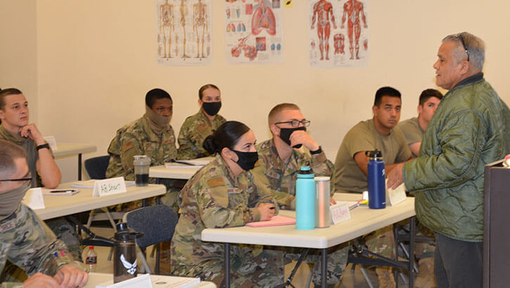Military personnel learning how to study and prep for tests