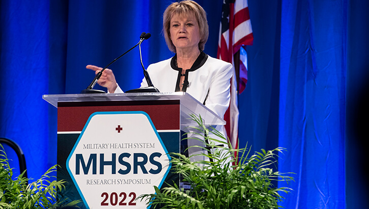 Ms. Seileen Mullen, the acting assistant secretary of defense for health affairs, makes opening remarks during the Military Health System Research Symposium at the Gaylord Hotel in Kissimmee, FL on Monday, Sept. 12, 2022. MHSRS provides a collaborative setting for the exchange of information between military providers with deployment experience, research and academic scientists, international partners, and industry on research and related health care initiatives, such as Combat Casualty Care, Operational Medicine, Clinical and Rehabilitative Medicine, Medical Simulation and Information Sciences, and infectious Diseases.
