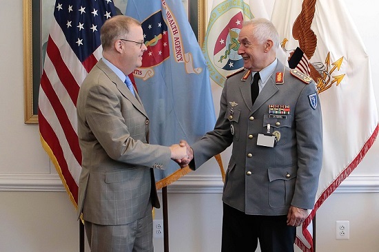 Thomas McCaffery, principal deputy assistant secretary of defense for health affairs, met with Lt. Gen. Michael Tempel, Bundeswehr Surgeon General of the unified armed forces of Germany, to reaffirm our partnership to enhance interoperability, share knowledge and best practices, and deepen the integration of the two great medical systems. (MHS photo by Military Heath System Strategic Communications Division)