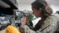 U.S. Air Force Staff Sgt. Monica Hewey works on ventilator