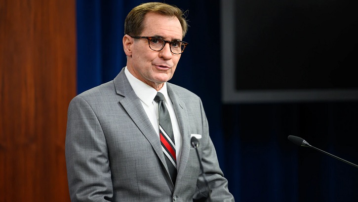 Image of Pentagon Press Secretary John F. Kirby holds a press briefing, at the Pentagon, Washington, D.C. . Click to open a larger version of the image.