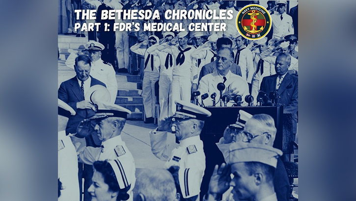 On Jan. 8, 2024, government and military officials attended a dedication ceremony to celebrate the “Bethesda” name as the new class of expeditionary medical ship. (Graphic by André B. Sobocinski)