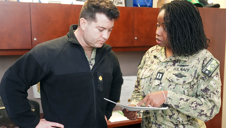 This Black History Month, Naval Medical Forces Support Command highlights U. S. Air Force Lt. Zainob Andu, a regional logistician and assistant deputy chief of staff for logistics, for her contributions to the Department of Defense and the nation. (U.S. Navy photo by Burrell Palmer)