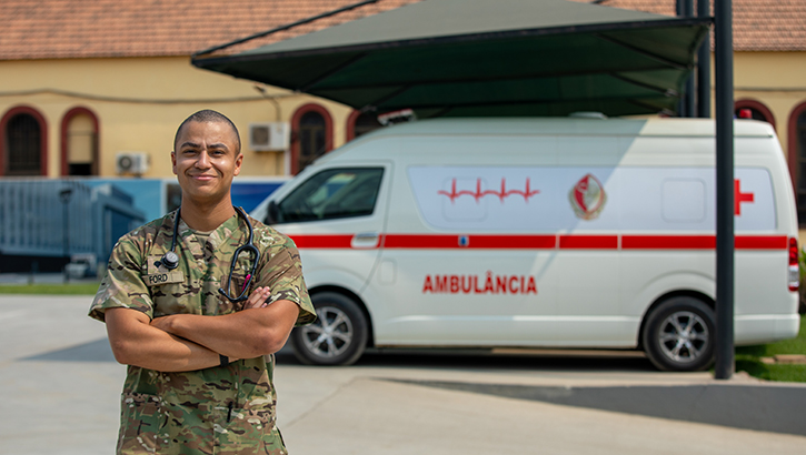U.S. Army Spc. Joshua Ford, a combat medic, poses for a photo 
