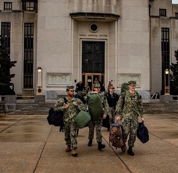 Image of soldiers leaving a building