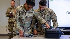 Soldiers from the 1st Global Field Medical Laboratory attend a training session on Aberdeen Proving Ground, Maryland, Oct. 23. To better reflect its global mission, the 1st Area Medical Laboratory was renamed the 1st Global Field Medical Laboratory on Aberdeen Proving Ground, Maryland, Oct. 16. (Photo by Marshall R. Mason/U.S. Army) 