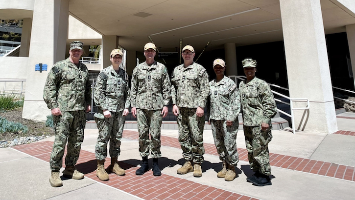 Military personnel pose for picture at Naval Medical Center San Diego
