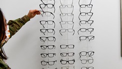 Glasses hanging on a wall