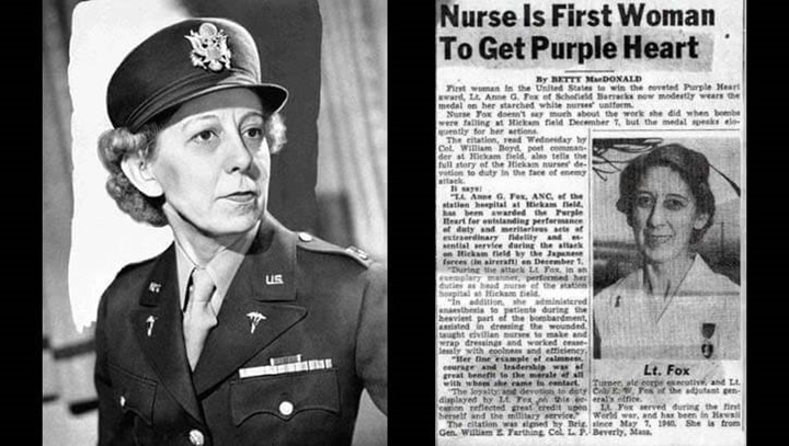 Image of Army Nurse Corps Maj. Annie G. Fox, in the newspaper.