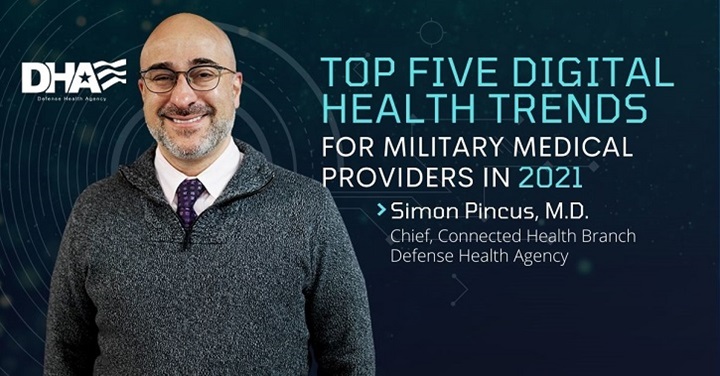Image of Dr. Pincus with text "Top Five Digital Health Trends for Military Medical Providers in 2021".