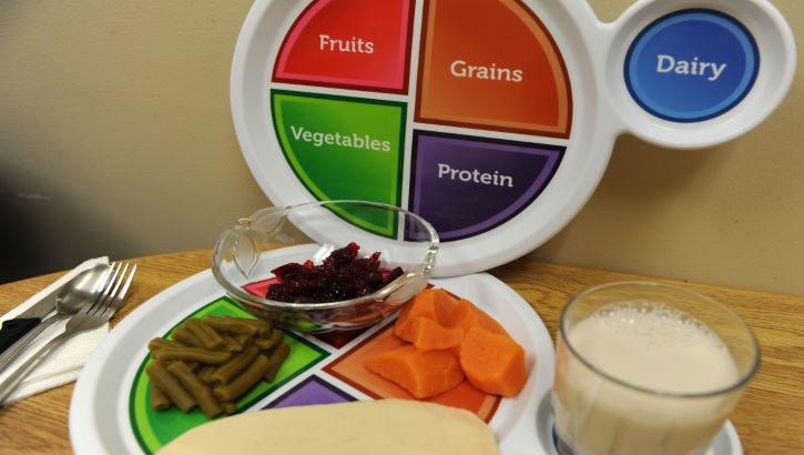 Image of a colorful plate outlining the portions and serving sizes of each type of food.