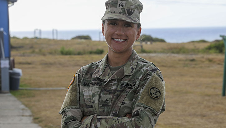 U.S. Army Sgt. Karinna Matthews poses for picture