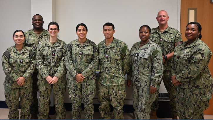 Navy Medicine Readiness and Training Command Beaufort Navy Reservists post for group photo