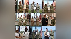A photo collage depicting Sailors assigned to Navy Medicine Readiness and Training Command (NMRTC) New England reenlisting