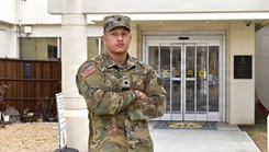 Spc. Najheem Johnson posing for a picture