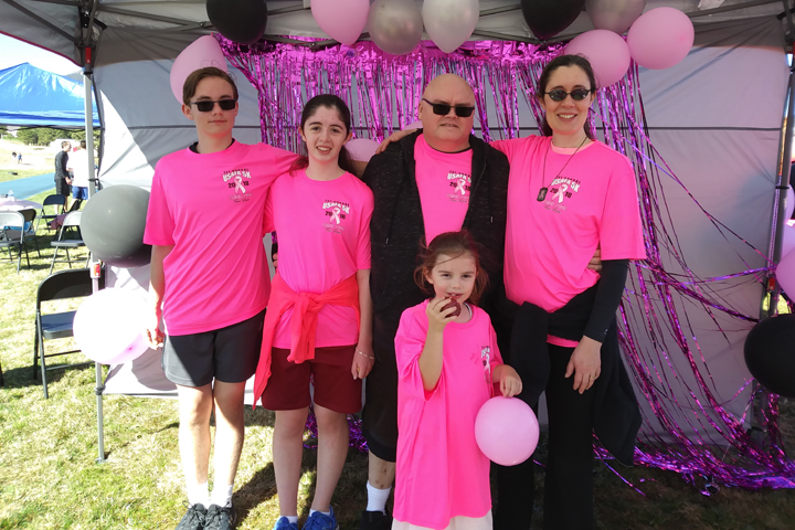 Air Force Lt. Col. Michelle Nash is joined by her husband and three of her four children at the Think Pink Fun Run, a breast cancer awareness event held earlier this month at the U.S. Air Force Academy, Colorado. (Courtesy photo)