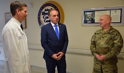 David J. Shulkin, Secretary of the Department of Veterans Affairs, visits Walter Reed National Military Medical Center Bethesda, Maryland, April 27. Shulkin, who visited the medical center for the first time, spoke with various providers throughout the facilities to learn about the medical care given at the hospital.