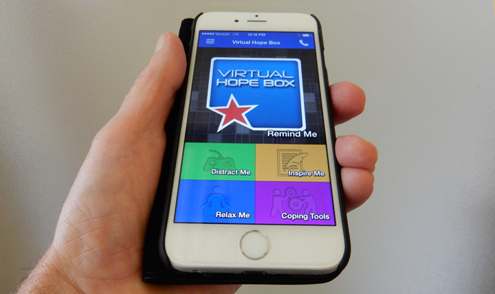 The Virtual Hope Box is a simple smartphone app that keeps positive messages and reminders always within reach.