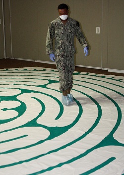 Soldier walking through a maze