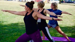 Airmen of the 174th Attack Wing participate in a weekly yoga class. Classes are intended to present an alternative way for 174th members to build both mental and physical strength. Yoga is also a way to alleviate chronic pain in the body. (U.S. Air Force photo by Staff Sgt. Duane Morgan)