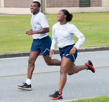 Military personnel running