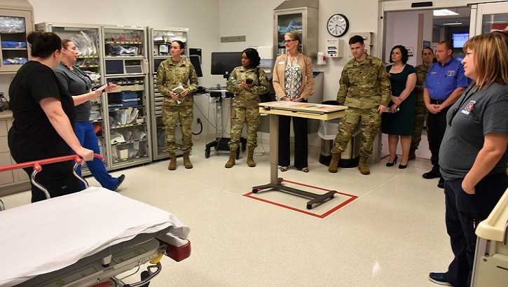 Local medical partners conduct a 'trace the trauma' tour Nov. 6 after Womack Army Medical Center celebrated their integration into the North Carolina American College of Surgeons Level III Trauma designation. (U.S. Army photo by Twana Atkinson)