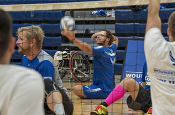 Air Force Wounded Warrior volleyball practice session