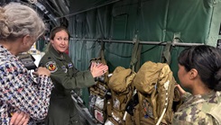 Lt. Col. Kristin Barby, Chief Nurse and AE CNS, 375th AE Training Squadron (375 AETS) Formal Training Unit (FTU) discusses the challenges associated with patient care in an austere and constrained environment such as the C-130 cargo aircraft