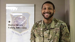  U.S. Air Force Airman 1st Class Kevin White, 92nd Medical Group mental health technician, poses for a photo