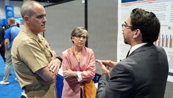 Andres Martinez Murillo, a biomedical engineer, and research scientist Tarea Burton, assigned to Naval Medical Research Unit (NAMRU) San Antonio’s Combat Casualty Care and Operational Medicine directorate, presented research