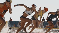 U.S. Army 2nd Lt. Sophia Gulotti (in white top with red, white and blue cap) competes in United States Lifesaving Association and Surf-Lifesaving competitions. She also competed on Team USA in the 2024 International Life Saving Federation World Championships in Australia. Gulotti uses what she has learned as an elite athlete in her new nursing career. (Courtesy Photo)
