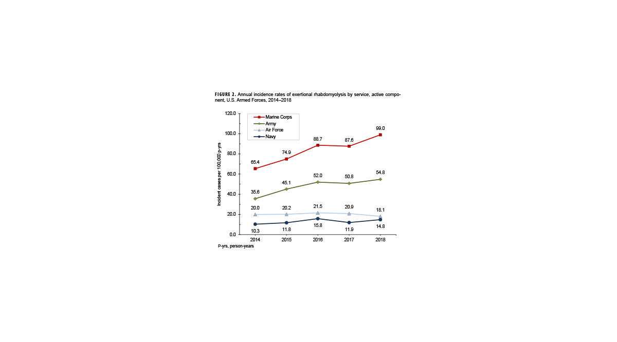 Percentages of Medical Encounters and Hospital Bed Days by Burden of Disease Category, Reserve Component, U.S. Armed Forces, 2023. This figure consists of two stacked vertical columns that compile the 17 leading major burden of disease categories among reserve component members who received care in 2023 from military and civilian sources combined. The first column depicts, medical encounters by percentages, and the second depicts hospital bed days, also by percentages, attributable to the leading major disease categories. Each column totals 100 percent, with an “All Others” category included at the top of each column. In 2023, the three morbidity-related categories that accounted for just over one half of all medical encounters for reserve component members were injury or poisoning, musculoskeletal diseases, and mental health disorders. The same three categories accounted for just under one half of hospital bed days in 2023.