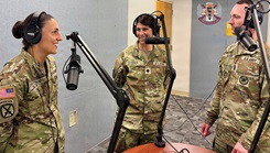 Lyster Army Health Clinic leadership discusses mental fitness and force readiness during a recording session for the Lyster Health Talks podcast 
