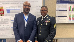 Army Staff Sgt. Luka Ndungu (right) and his research advisor, Dr. Bernard Okech.
