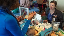 Patient speaking with a nurse
