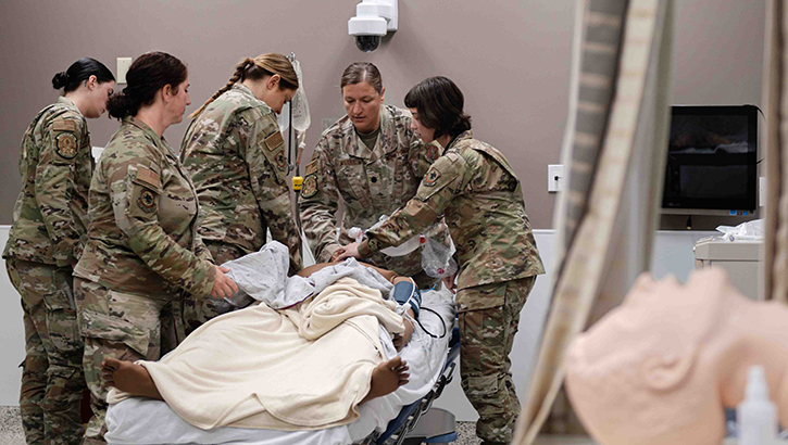 Image of The 139th Medical Group teamed up with experts from the Naval Medical Center, San Diego, California to practice emergency simulations and sharpen their medical skills.