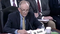 David J. Smith, Defense Health Agency deputy director, speaks to the Senate Armed Services Committee's personnel subcommittee during a hearing
