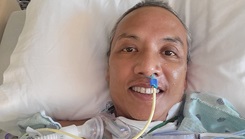 U.S. Air Force Reserve Master Sgt. Manuel Salinas, a recruiter assigned to the 353rd Recruiting Squadron, March Air Reserve Base, recovers from acute pancreatitis at University of California-Davis Medical Center in Sacramento, California on May 4, 2022. (Courtesy photo)