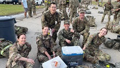 Members of the Fort Hood Advanced Education in General Dentistry (AEGD)-2 residency team posing for a picture