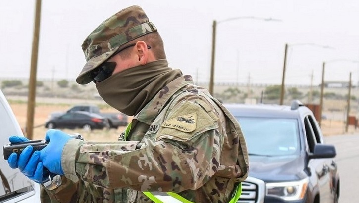 Image of a soldier wearing a face mask