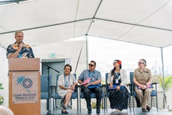 Eric Plinske, Guam Regional Medical City (GRMC) chief business officer, speaks at the opening ceremony of Guam’s Hospital Week 2026.