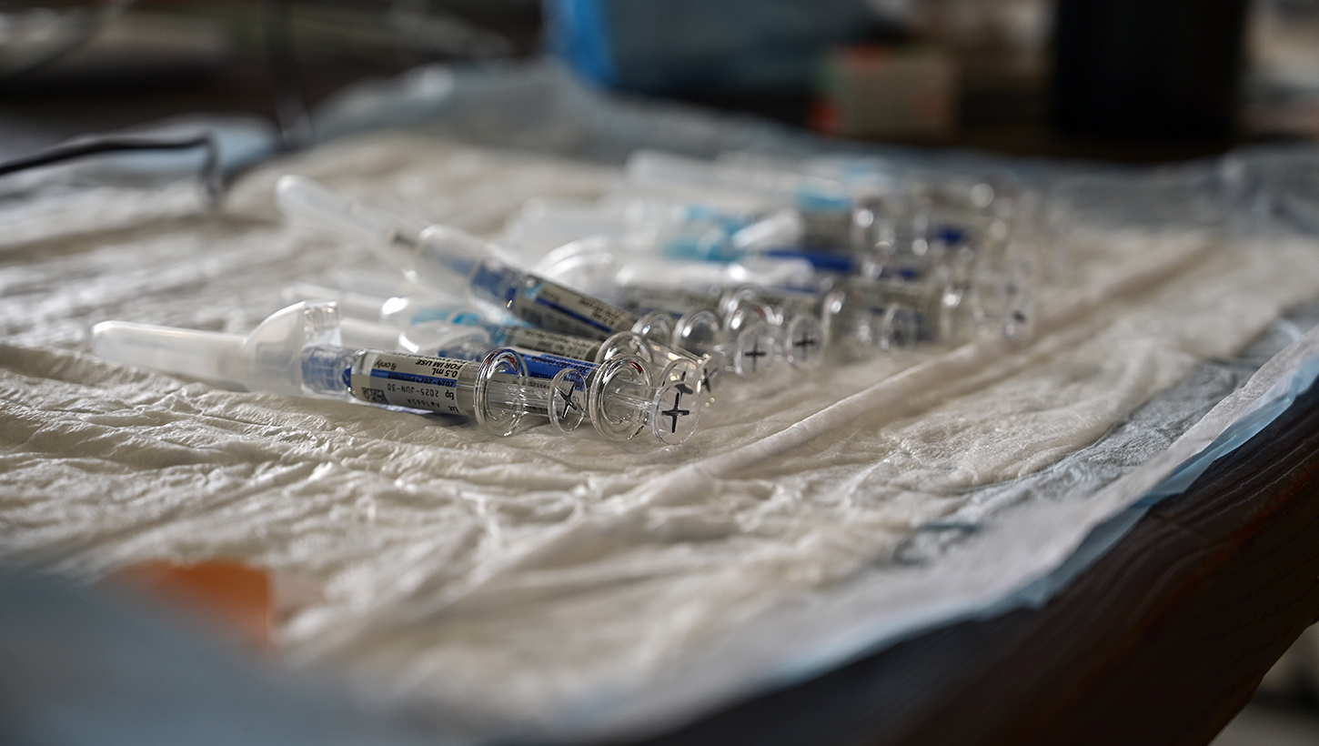 Vials of the flu vaccine 