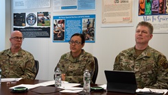 Col. Travis Russell, Chief Medical Officer for the Air Force Surgeon General, Col. Amalia DiVittorio, Chief of Integrated Operational Support for the Air Force Surgeon General, and Col. James Shields, Chief of Integrated Operational Support for Air Force Medical Command, discuss new guidance