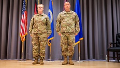 U.S. Air Force Master Sgt. Matthew J. Parker, superintendent of surgical service assigned to the 86th Medical Squadron, receives the Distinguished Flying Cross award at Landstuhl Regional Medical Center, Germany, Sept. 6, 2024. Parker received the award from U.S. Air Force Brig. Gen. Adrienne Williams, commander of the 86th Airlift Wing base at Ramstein Air Base, Germany. (Photo by Travis Jones/Department of Defense)