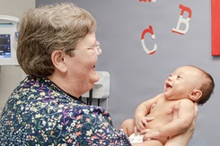Photo by Shanita Dorsey, Kenner Army Health Clinic: A family nurse practitioner performs a newborn wellness exam during a pediatric visit at Kenner Army Health Clinic. This work must comply with the restrictions shown on https://www.dvidshub.net/about/copyright