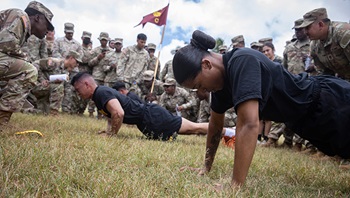 Military personnel working out