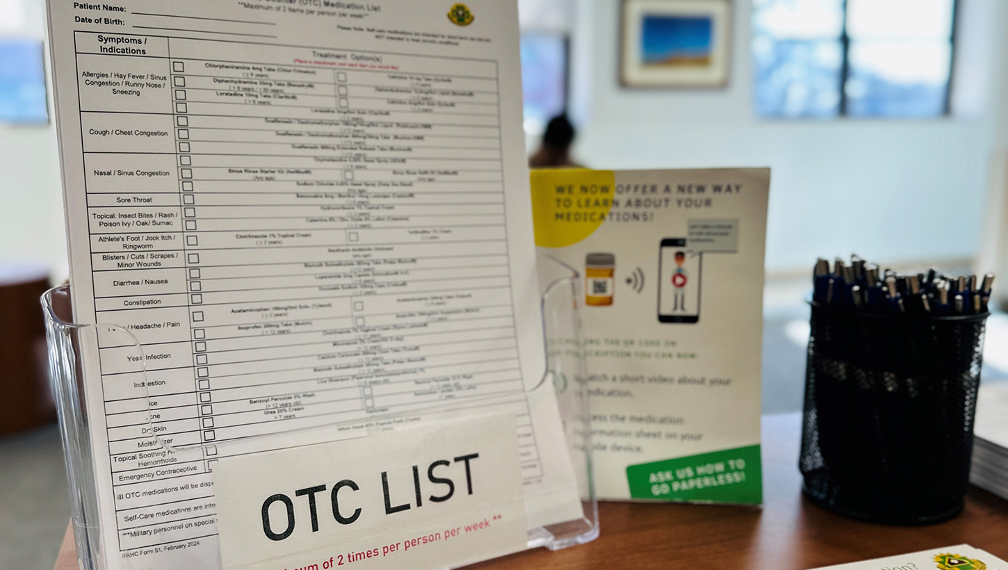 A picture of a list of over the counter medication